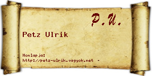 Petz Ulrik névjegykártya